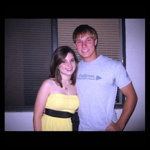 Yellow/blck strapless ombré sundress Anthropologie